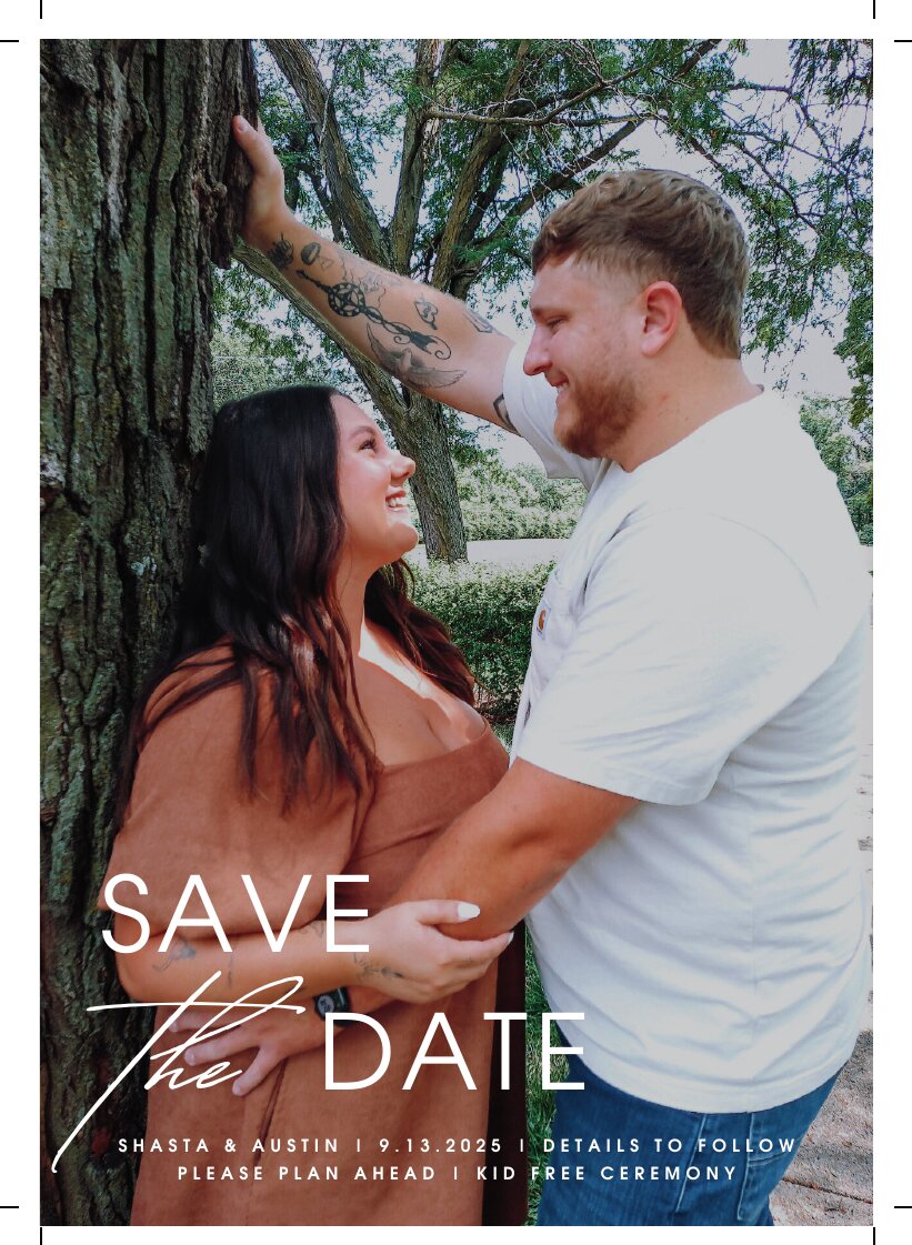 Shasta and Austin photo save the date invitation
